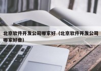 北京软件开发公司哪家好（北京软件开发公司哪家好些）