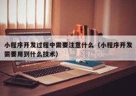 小程序开发过程中需要注意什么（小程序开发需要用到什么技术）