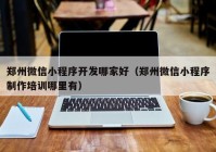 郑州微信小程序开发哪家好（郑州微信小程序制作培训哪里有）