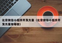 北京微信小程序开发方案（北京微信小程序开发方案有哪些）