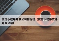 微信小程序开发公司排行榜（微信小程序软件开发公司）